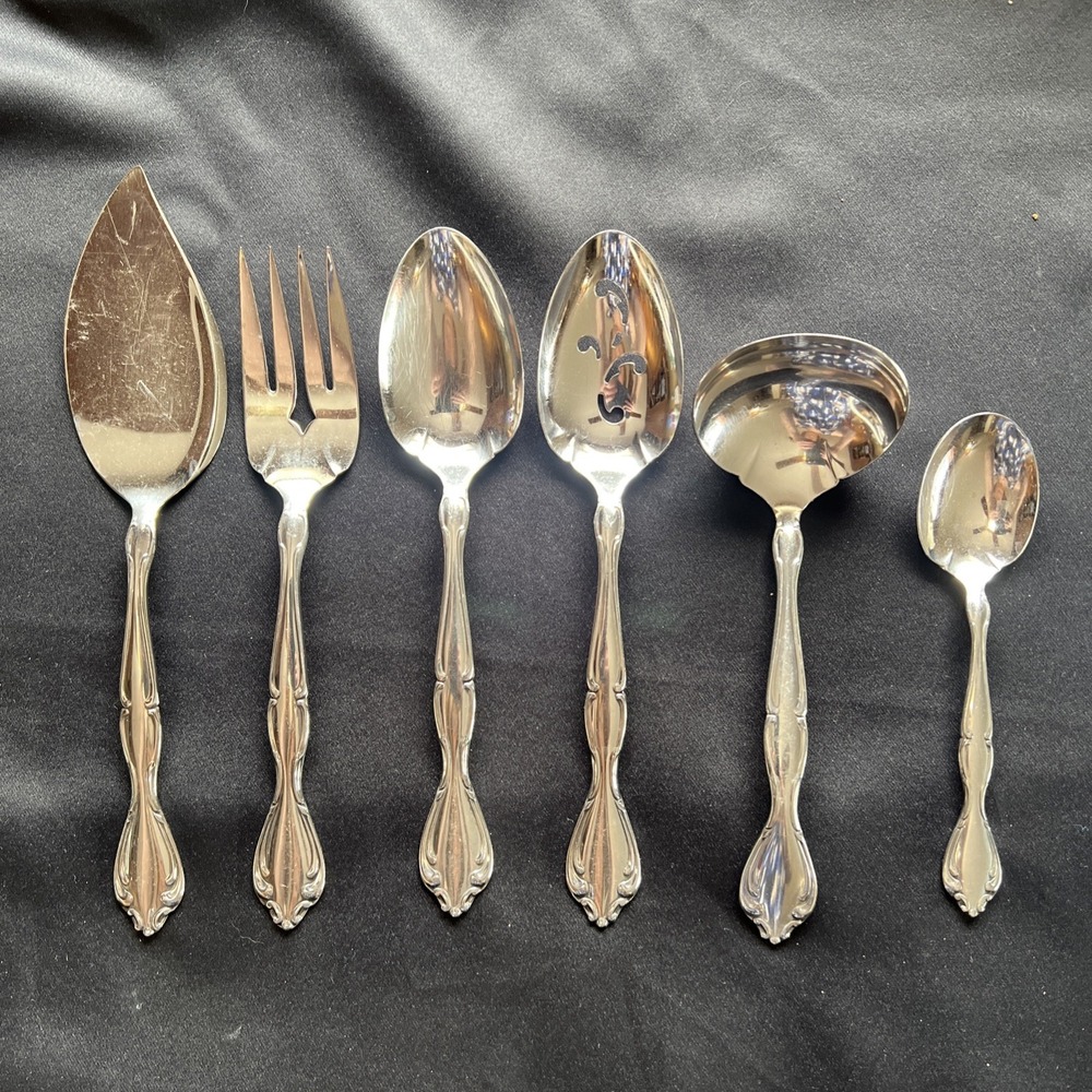 Oneida Community Cantata 6 Pc Serving Set‎ Stainless Flatware Vintage